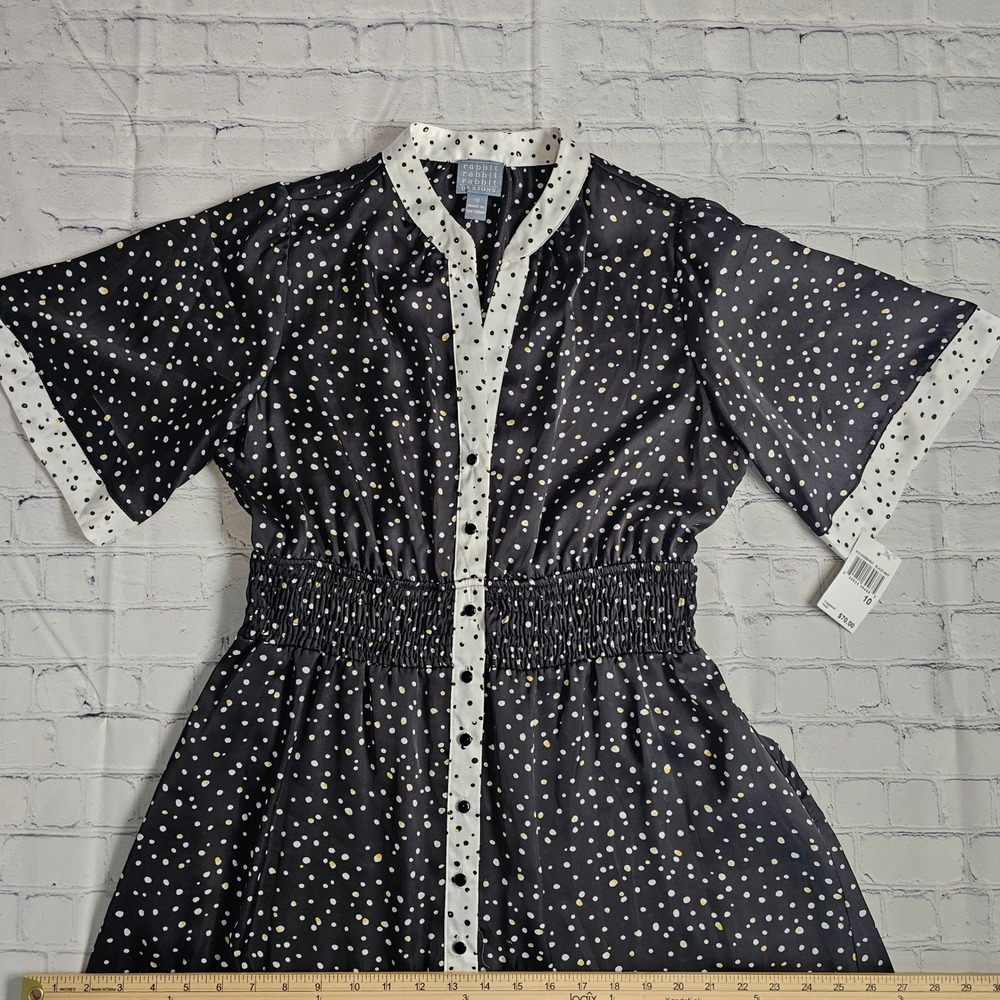 Vintage Rabbit Rabbit Rabbit Designs Polka Dot Midi Dress Black White 10 NEW‎